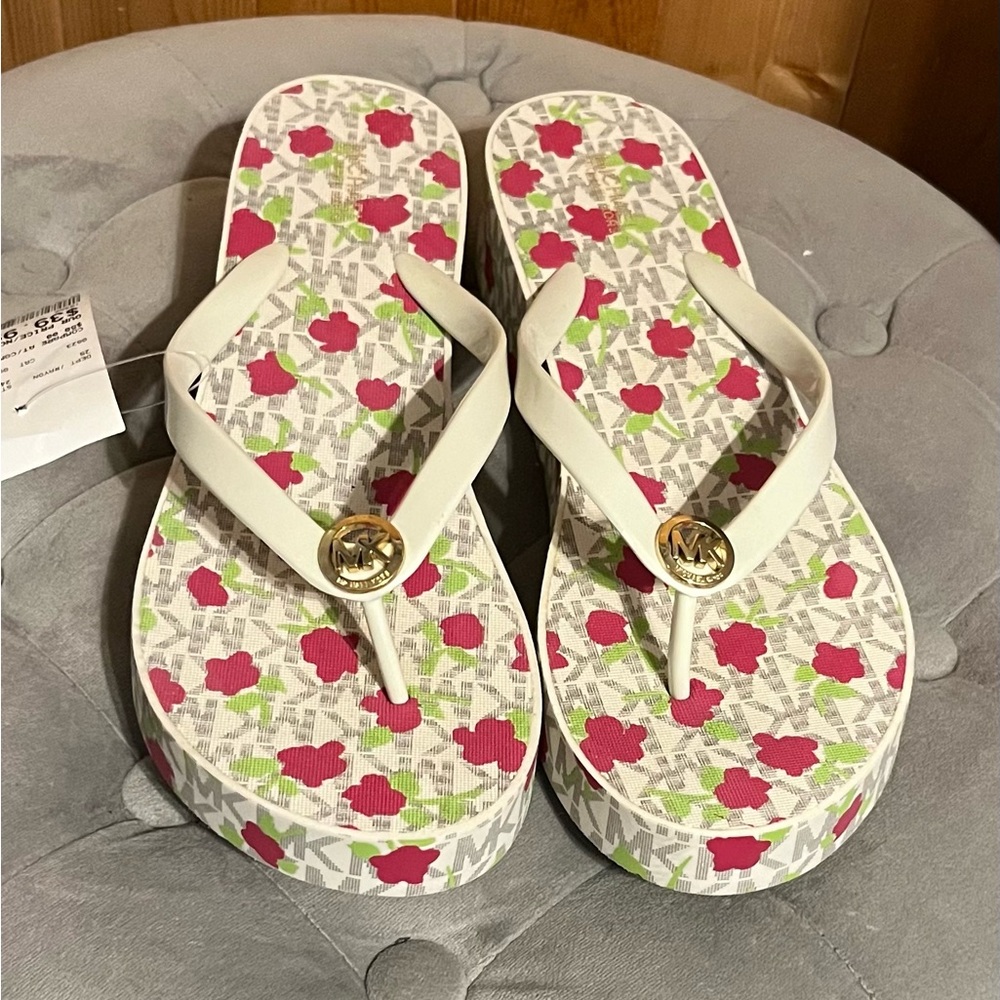 Michael Kors Floral Flip Flops